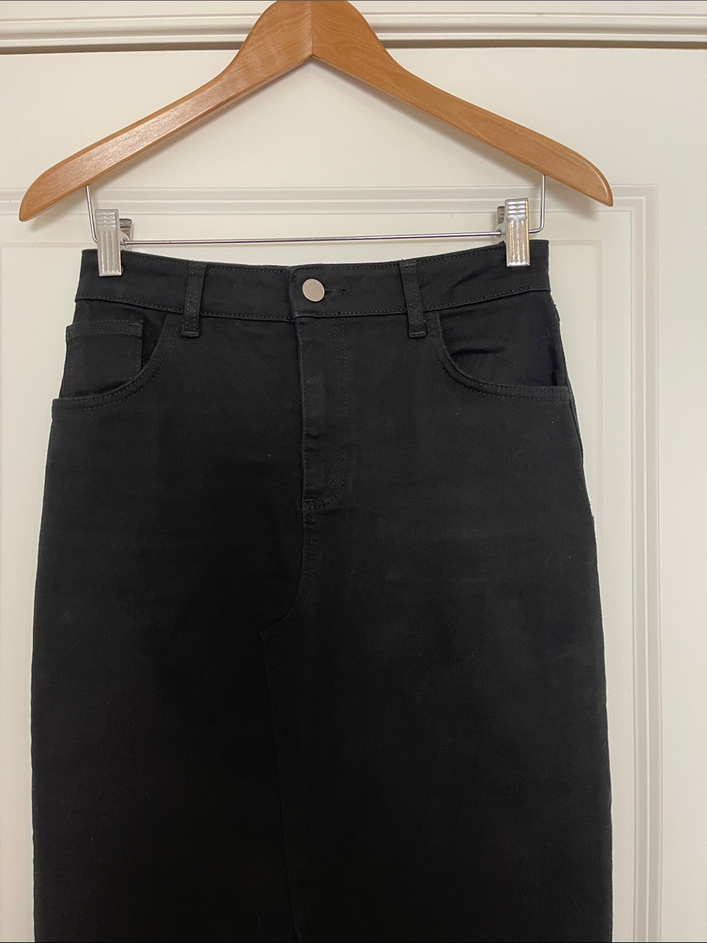 Mint Velvet Black Denim Maxi Skirt Front Slit US 4 Fall - Picture 2 of 8
